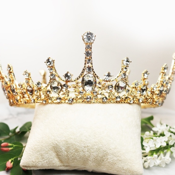 ⚜️ IMPERIAL BEJEWELED CLEAR CRYSTAL GOLD CROWN main image 9